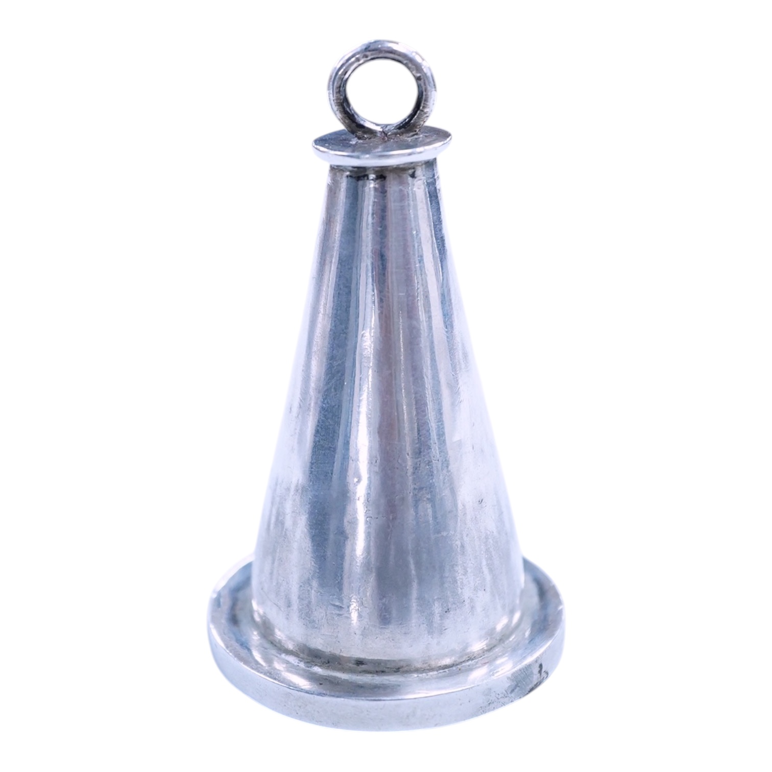 An Islamic white metal seal, of conical form with small ring handle, overall 83mm, 135 grams.